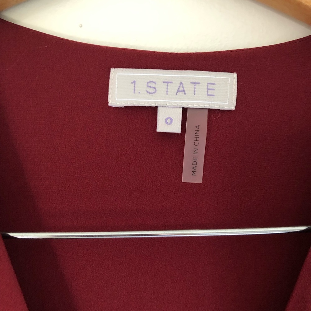 NWT 1. State Red Wine Romper w/ long sleeves Sz 0 - Picture 3 of 8